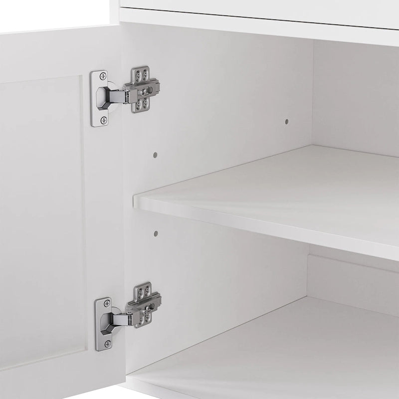 Meuble TV de centre de divertissement avec portes en verre et étagères réglables