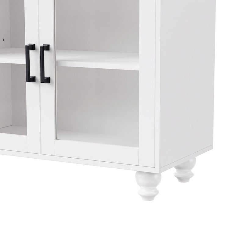 Meuble TV de centre de divertissement avec portes en verre et étagères réglables