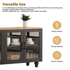Meuble TV de centre de divertissement avec portes en verre et étagères réglables