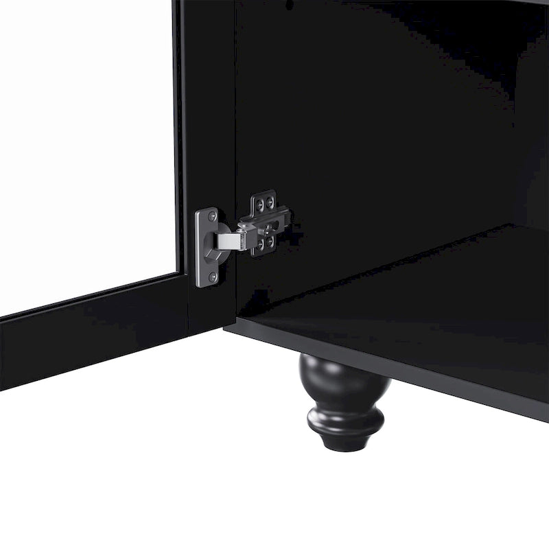 Meuble TV de centre de divertissement avec portes en verre et étagères réglables