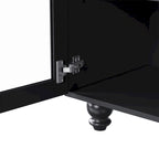 Meuble TV de centre de divertissement avec portes en verre et étagères réglables