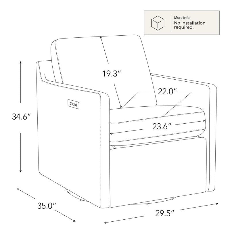 Fauteuil inclinable pivotant motorisé avec port de charge USB