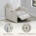 Fauteuil inclinable pivotant motorisé avec port de charge USB