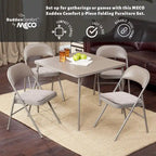 Ensemble table de cartes pliante et 4 chaises – Beige (5 pièces)
