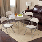 Ensemble table de cartes pliante et 4 chaises – Beige (5 pièces)