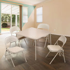 Ensemble table de cartes pliante et 4 chaises – Beige (5 pièces)