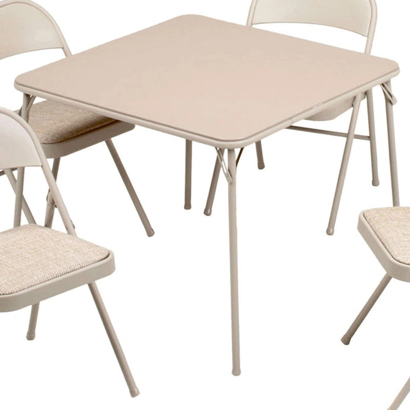 Ensemble table de cartes pliante et 4 chaises – Beige (5 pièces)
