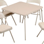 Ensemble table de cartes pliante et 4 chaises – Beige (5 pièces)
