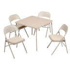 Ensemble table de cartes pliante et 4 chaises – Beige (5 pièces)