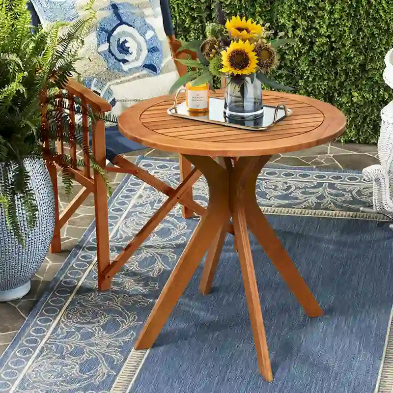 Table de bistrot ronde d'extérieur en bois d'eucalyptus de 68,5 cm
