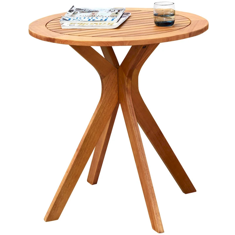 Table de bistrot ronde d'extérieur en bois d'eucalyptus de 68,5 cm