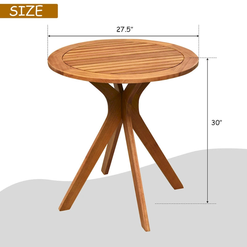 Table de bistrot ronde d'extérieur en bois d'eucalyptus de 68,5 cm