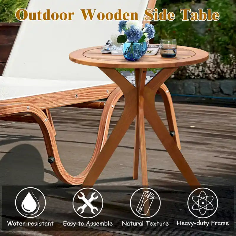 Table de bistrot ronde d'extérieur en bois d'eucalyptus de 68,5 cm