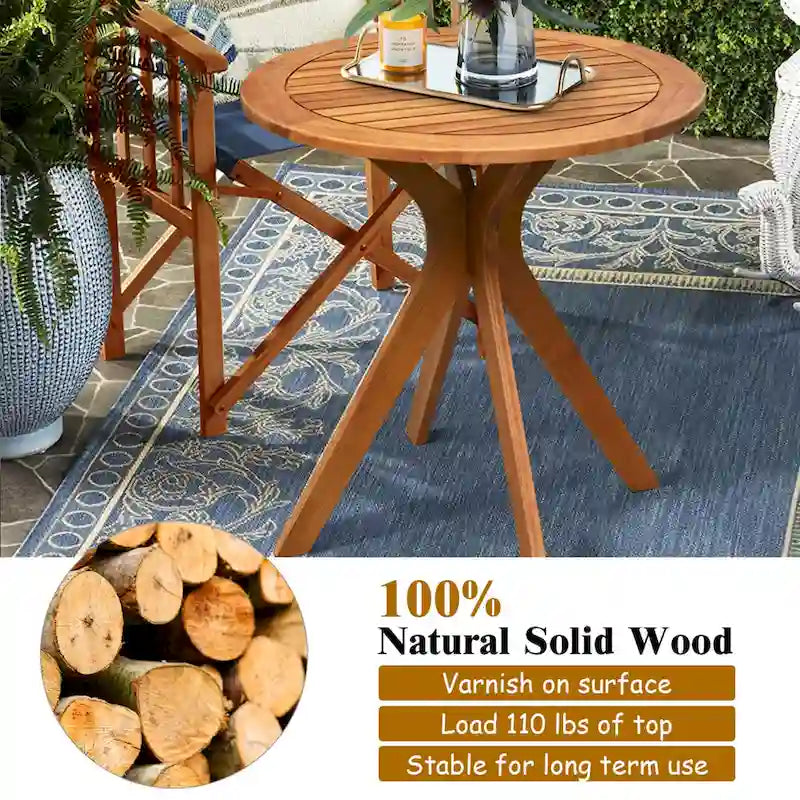 Table de bistrot ronde d'extérieur en bois d'eucalyptus de 68,5 cm