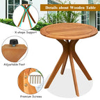 Table de bistrot ronde d'extérieur en bois d'eucalyptus de 68,5 cm