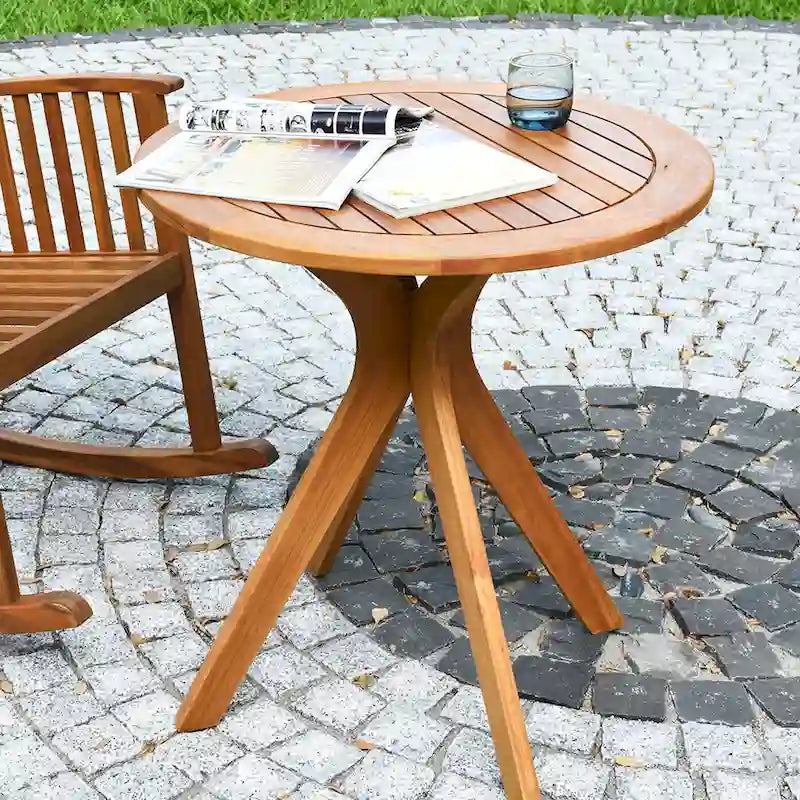Table de bistrot ronde d'extérieur en bois d'eucalyptus de 68,5 cm