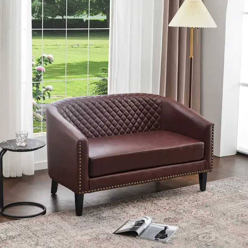 Petit canapé-causeuse touffeté en similicuir 50W