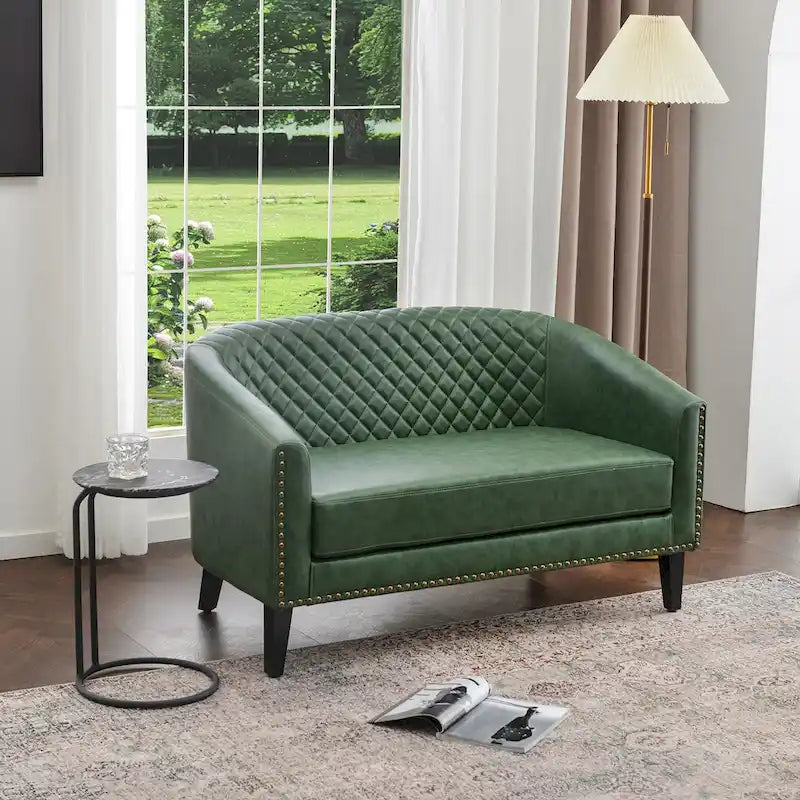 Petit canapé-causeuse touffeté en similicuir 50W