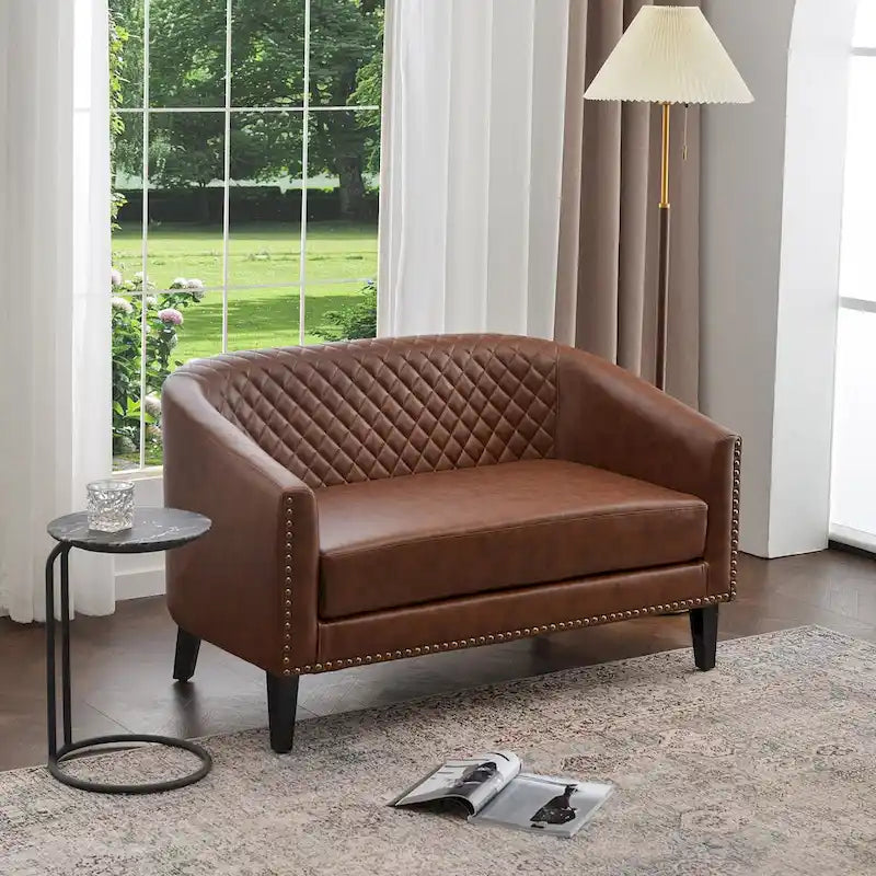 Petit canapé-causeuse touffeté en similicuir 50W