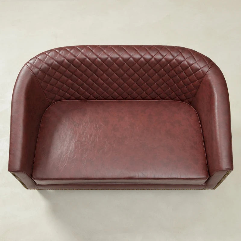 Petit canapé-causeuse touffeté en similicuir 50W