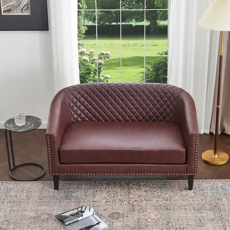 Petit canapé-causeuse touffeté en similicuir 50W