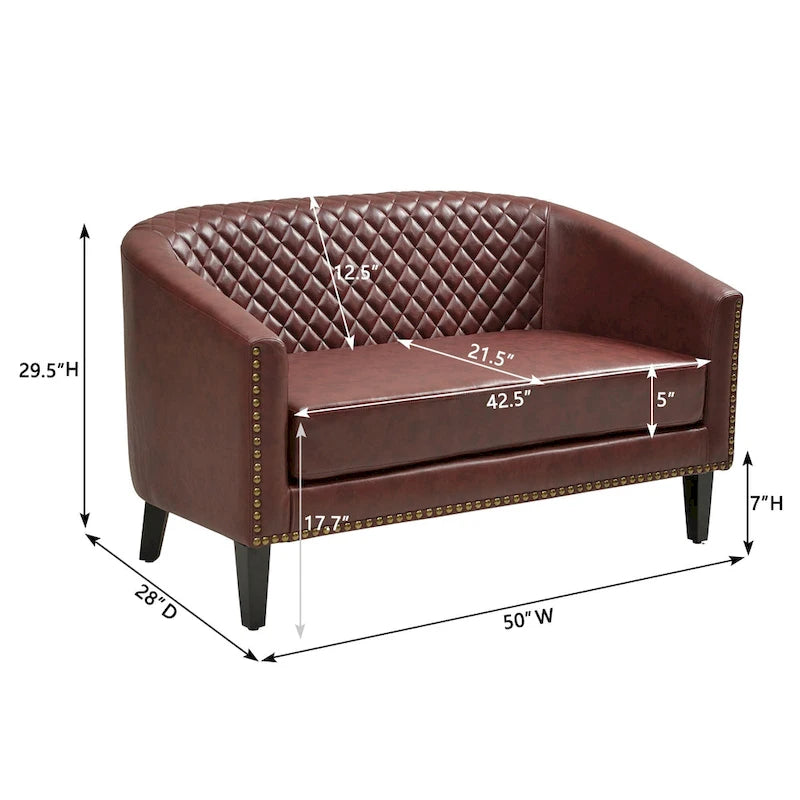 Petit canapé-causeuse touffeté en similicuir 50W