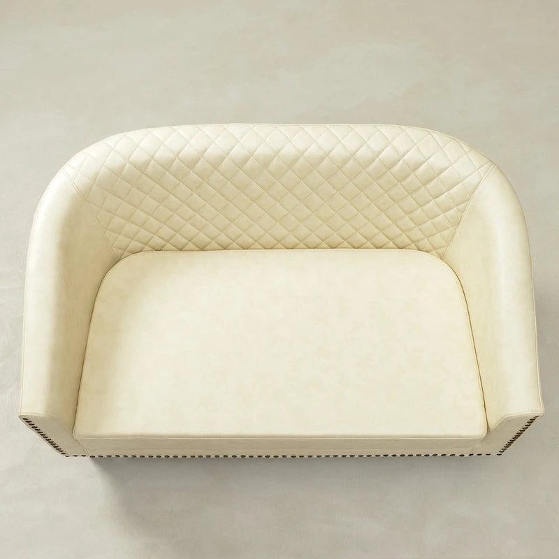 Petit canapé-causeuse touffeté en similicuir 50W