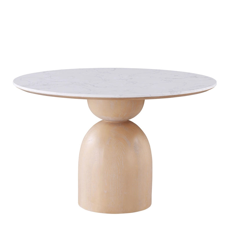 Table à manger ronde contemporaine avec piètement tambour