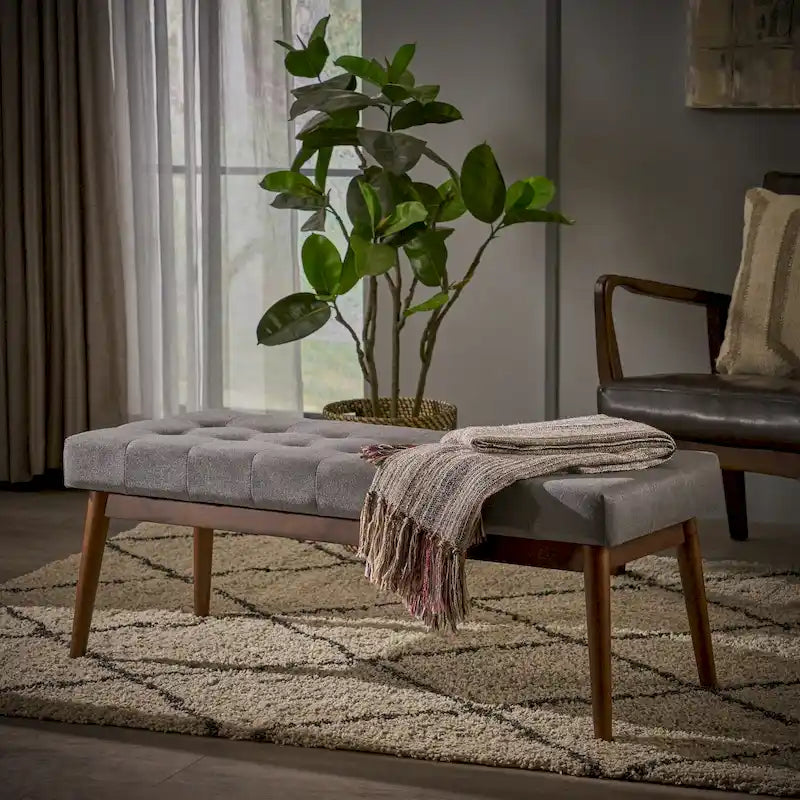 Banc ottoman en tissu touffeté Flavel