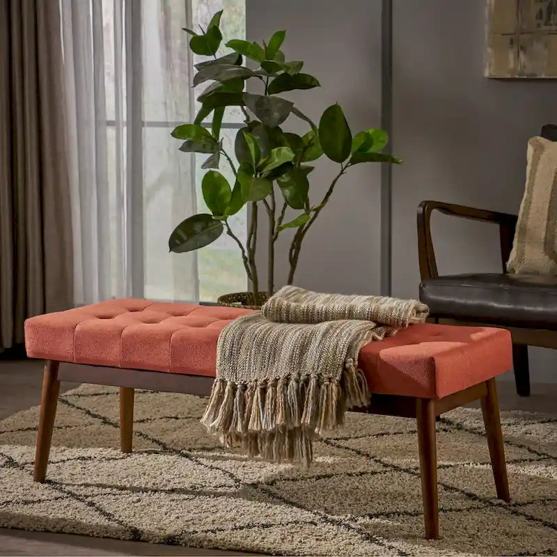Banc ottoman en tissu touffeté Flavel