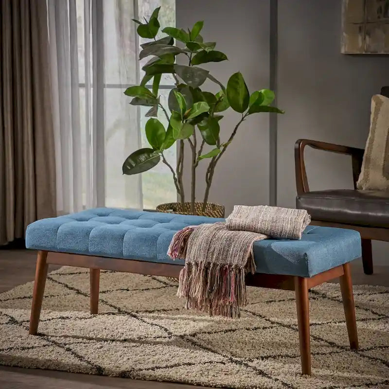Banc ottoman en tissu touffeté Flavel