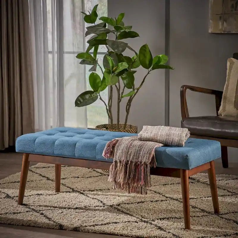 Banc ottoman en tissu touffeté Flavel
