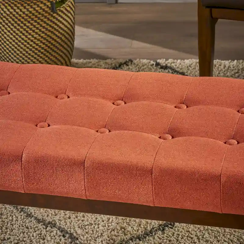 Banc ottoman en tissu touffeté Flavel