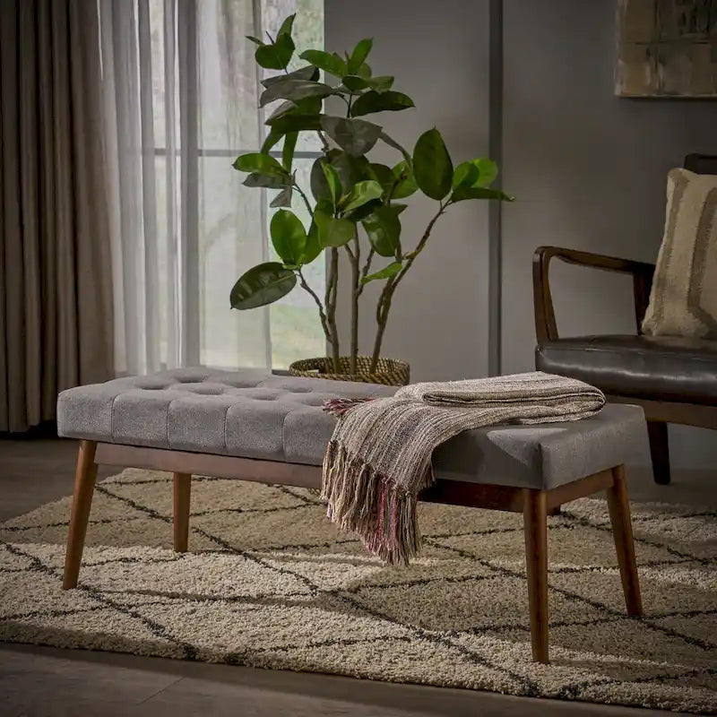 Banc ottoman en tissu touffeté Flavel