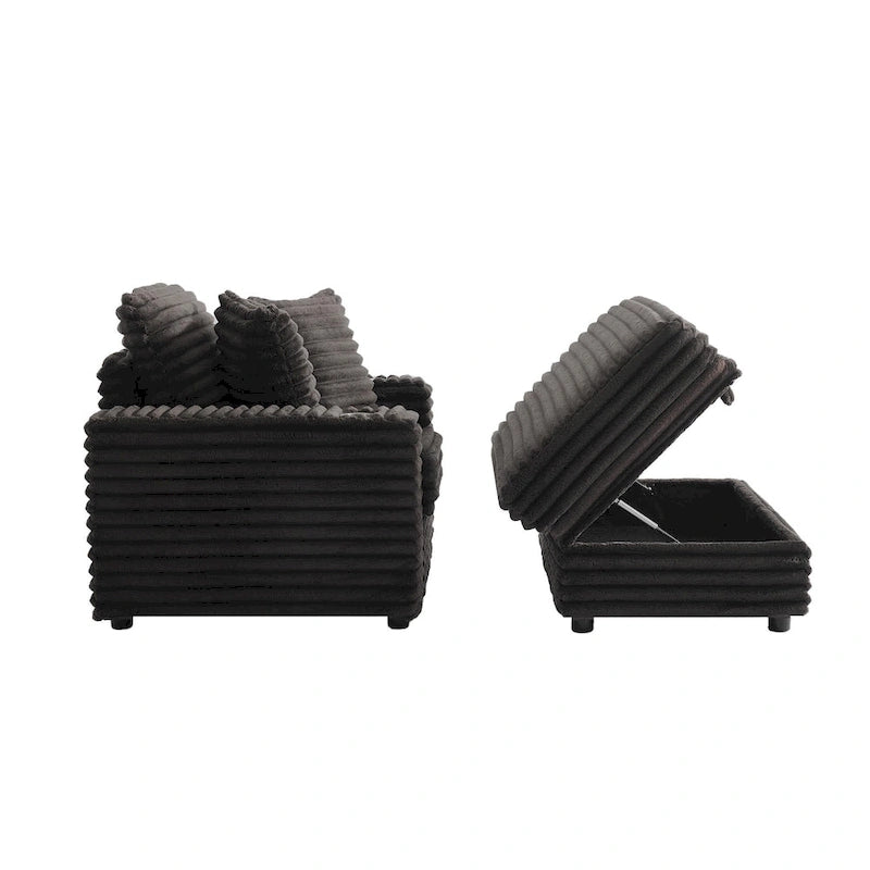 Chaise longue avec pouf de rangement