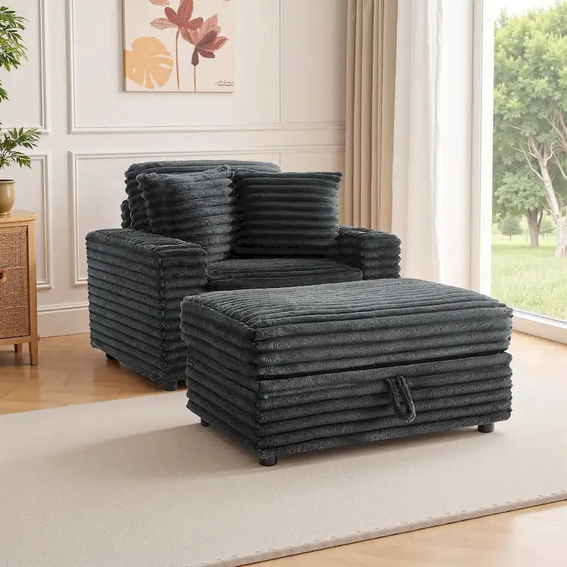 Chaise longue avec pouf de rangement