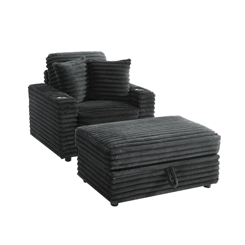 Chaise longue avec pouf de rangement