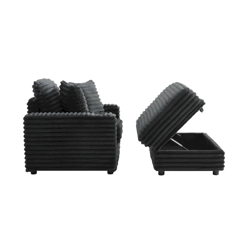 Chaise longue avec pouf de rangement