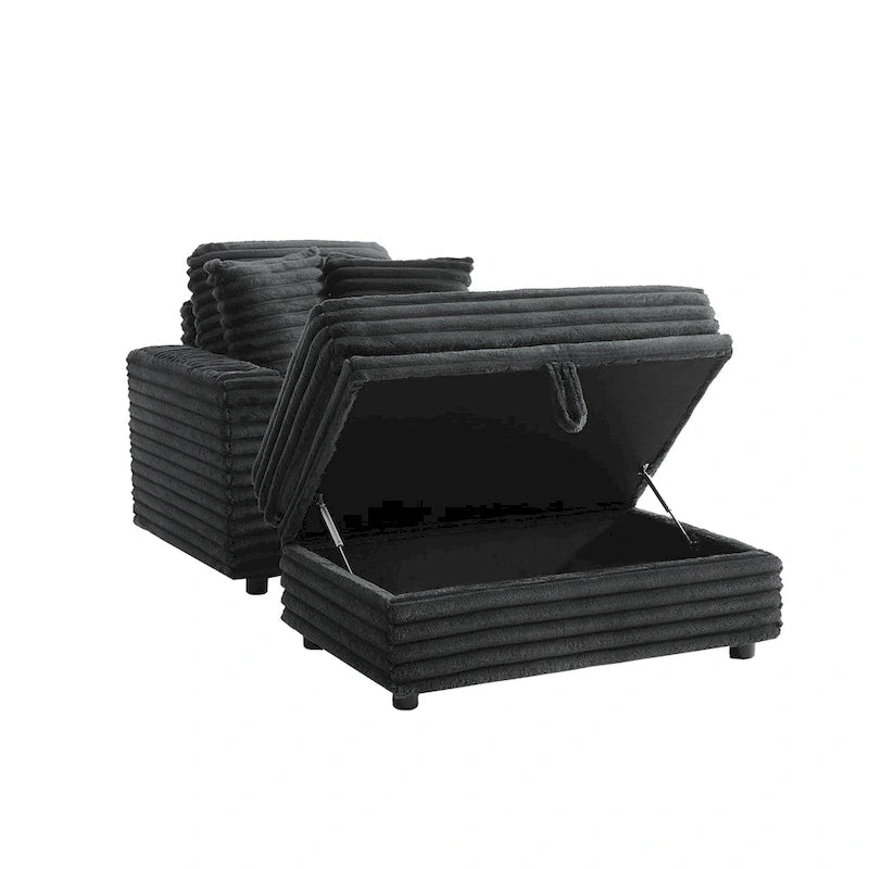 Chaise longue avec pouf de rangement