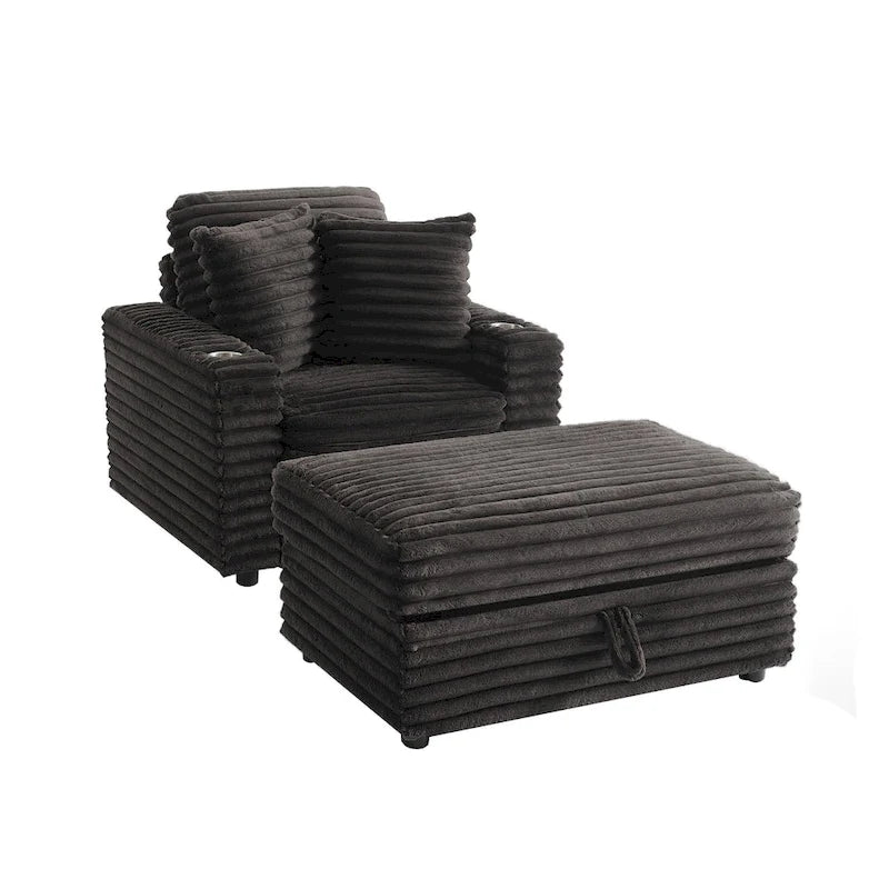 Chaise longue avec pouf de rangement