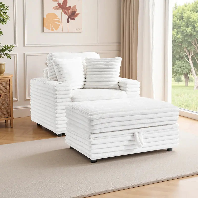 Chaise longue avec pouf de rangement