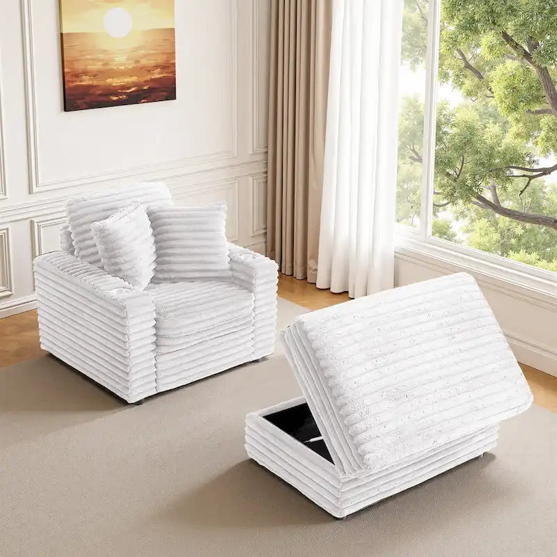 Chaise longue avec pouf de rangement