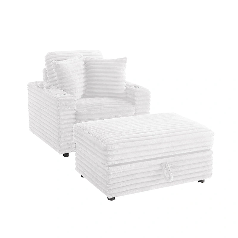Chaise longue avec pouf de rangement