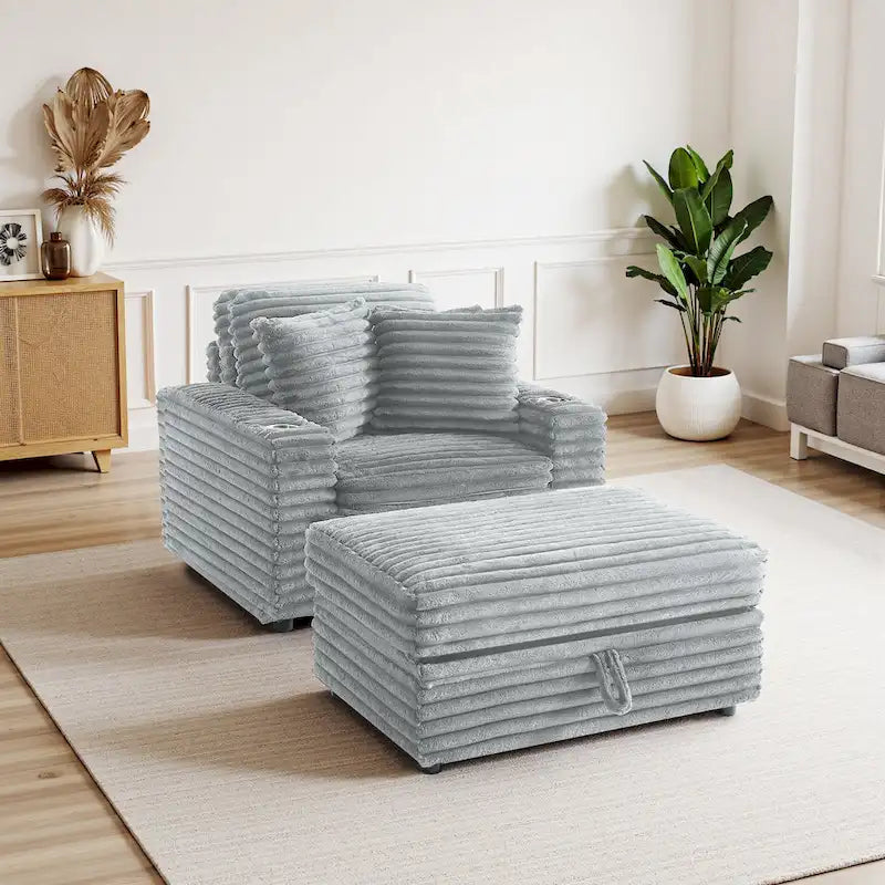 Chaise longue avec pouf de rangement