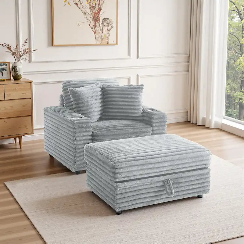 Chaise longue avec pouf de rangement