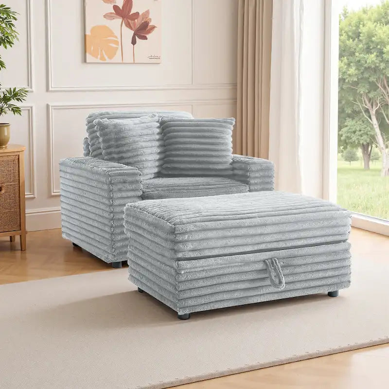 Chaise longue avec pouf de rangement