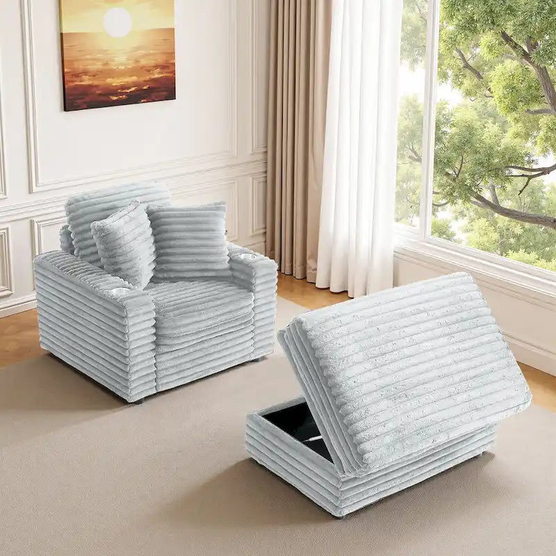 Chaise longue avec pouf de rangement