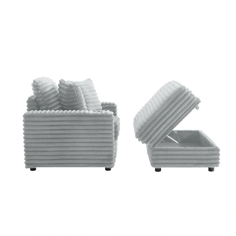 Chaise longue avec pouf de rangement