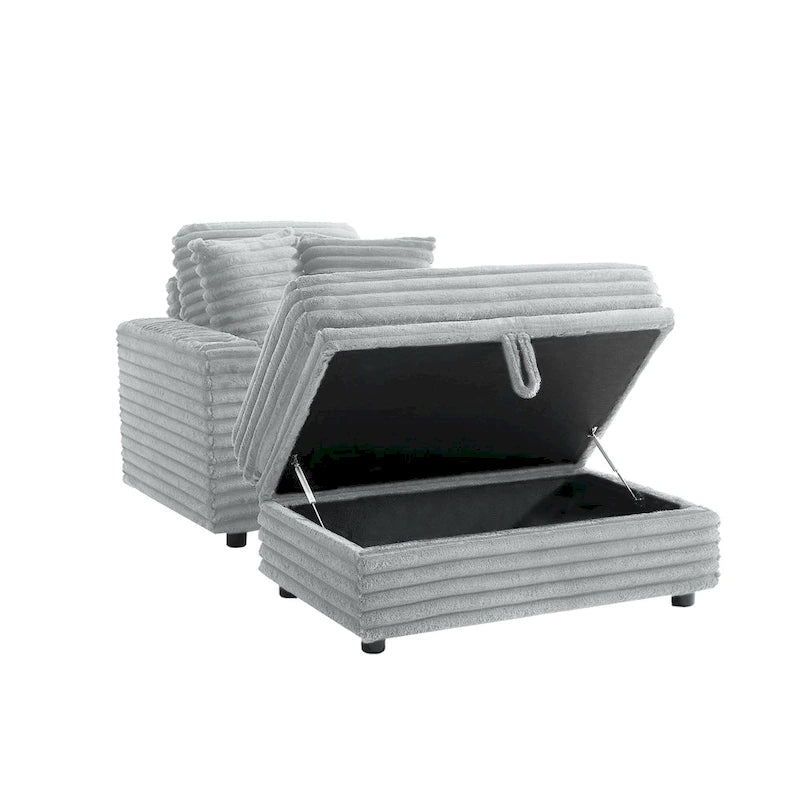 Chaise longue avec pouf de rangement