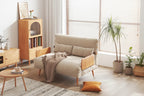 JASIWAY 43.3 Upholstered Loveseat Sofa Bed, Beige